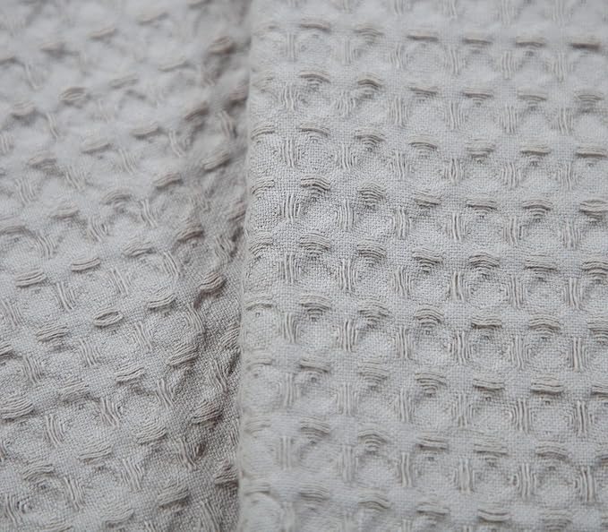 HILLFAIR 100% Combed Cotton Blanket– Queen Size Bed Blanket– Warm Soft All Season Breathable Lightweight Summer Blankets– Waffle Weave Home Decor Bed Blanket- Khaki Queen Bed Cotton Blankets/Bedcover