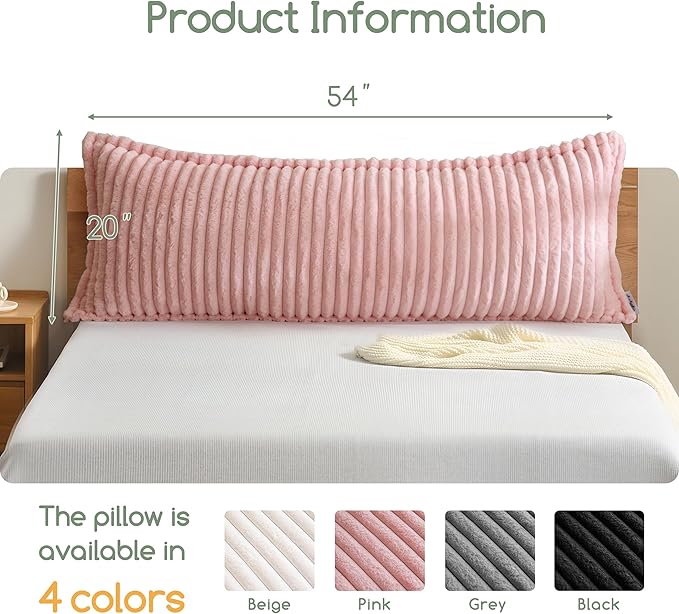 HIGOGOGO Memory Foam Body Pillow, Thickened Large Long Bed Pillow for Adults, Full Body Pillow with Removable Pillow Cover(20x54 Inch)