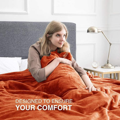 IR Imperial Rooms Fleece Blankets Queen Size 90x90 Inches- 8 Pack - Super Soft Fluffy Throw Blanket for Sofa and Bed - Warm and Cozy Lightweight 400 GSM Microfiber Bed Throws Blankets (Queen, Rust)