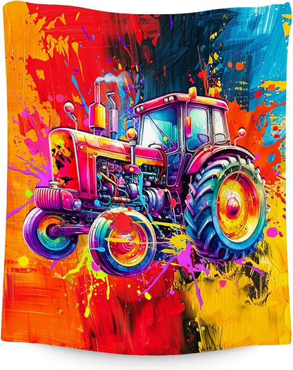 Boys Blanket - Tractor Blankets for Kids Teens - 30x40 Inches Cozy Fleece Throws for Room Decor, Sofa