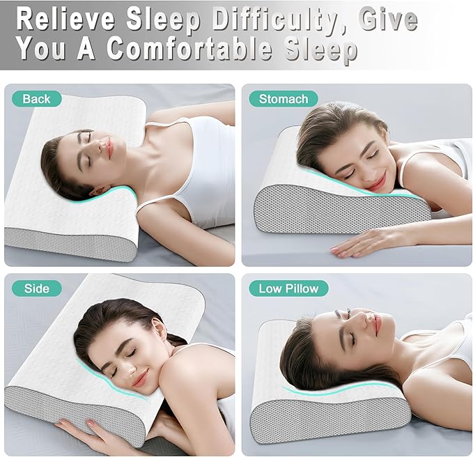 Cervical Pillow for Neck Pain Relief, Memory Foam Pillow, Ergonomic Adjustable Contour Bed Pillow for Side, Back & Stomach Sleepers (1, 23.6 * 15.7inch)