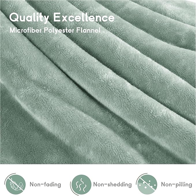 Heated Blanket Electric Throw 50''x60'', 3 Hour Auto Shut-Off 6 Heating Levels Small Warm Soft Flannel Electric Blanket Machine Washable - Light Green