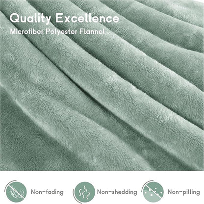 Heated Blanket Electric Throw 50''x60'', 3 Hour Auto Shut-Off 6 Heating Levels Small Warm Soft Flannel Electric Blanket Machine Washable - Light Green