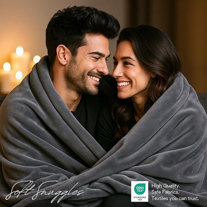 Waterproof Blanket King Size, Gray, 82x82"- Water Proof and Stain Resistant Blankets for Couples Bed Intimacy, Fleece Moisture Absorbent, Layered Sheet Protector, Leakproof Protective Top Cover Throws
