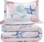 JSD Beach Theme Kids Comforter Set Queen Size, Jellyfish Starfish Summer Printed Comforter with Pillow Sham, Machine Washable
