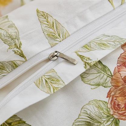 100% Cotton Duvet Cover Queen Size – Elegant Natural Yellow Floral Duvet Cover Set with Zipper Closure, 3-Piece Soft Breathable Durable Percale Cotton Bedding Set for All Seasons