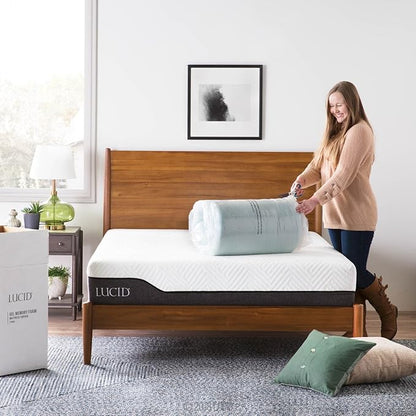 Lucid 2 Inch Memory Foam Mattress Topper, California King Size – Cooling Gel Bed Topper – Preassure-Relieving Plush Feel – Ventilated Breathable Design – CertiPur Certified - Dorm Essentials