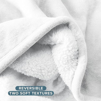 Bare Home Sherpa Fleece Blanket - King Size - Blanket for Bed, Sofa, and Couch - Warm & Lightweight - Fluffy & Soft - Reversible (King, White)