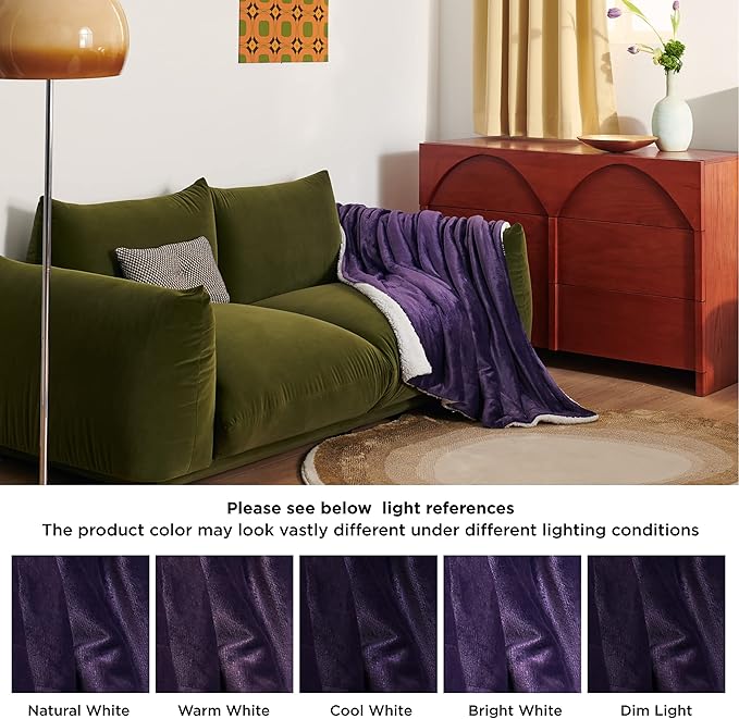 Bedsure GentleSoft Sherpa Fleece Throw Blanket for Couch - Thick and Warm Throw Gifts for Women and Girls, Soft Fuzzy Plush Christmas Blanket for Winter, Purple, 50x60 Inches