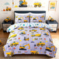 Holawakaka Construction Truck 5-Piece Twin Bed-in-A-Bag Set, Boys Comforter & Sheet Set with Excavator & Tractor Print, Kids Bedding Collection, Machine Washable, Gift for Kids