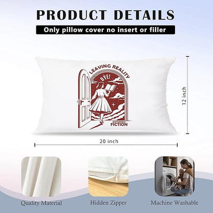 Funny Retro Woman Reader Pillow Covers 12x20, Reading Nook Corner Decor, Vintage Female Bookworm Bookish Decorative Lumbar Pillow Covers for Home Bedroom Library Reading Room