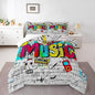 Castle Fairy Rock Music Comforter Set Hippie Graffiti Bedding Set for Kids Girls Women Adults Street Art Comforter Rock Instrument Quilted Duvet Set Bedroom Collection Twin Pink 2Pcs