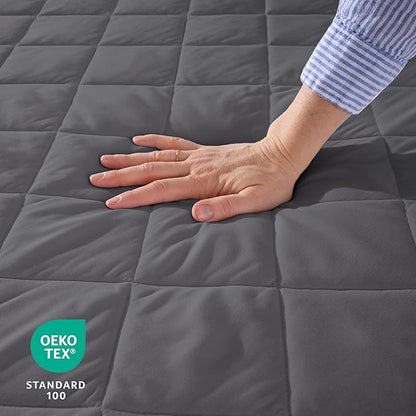 Bare Home Twin Extra Long Quilted Fitted Mattress Pad - Cooling Mattress Cover - Easily Washable - Elastic Fitted Cover for Mattress - Stretch-to-Fit up to 15 Inches Deep (Twin XL, Grey)