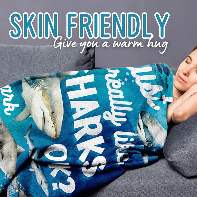 Shark Blanket for Shark Lovers, Throw Flannel Blanket 50"x 65"