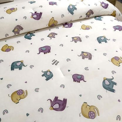 SDIII Cute Elephant Comforter Set Full 3 Pieces, Silky Breathable Microfiber and Spandex, Full Size Elephant Bedding Set for Boys Girls Kids Teens
