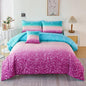 URBONUR 6Pcs Queen Comforter Set for Girls Multicolor Gradient Glitter Tie Dye Pink Blue Bedding Set with Sheets, Soft Fluffy All Season Kids Teen Bed in A Bag