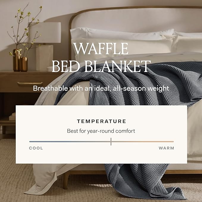 BOLL & BRANCH Waffle Bed Blanket - Twin/Twin XL, Holly - Luxury 100% Organic Cotton - Soft, Lightweight and Breathable - Textured Waffle Weave