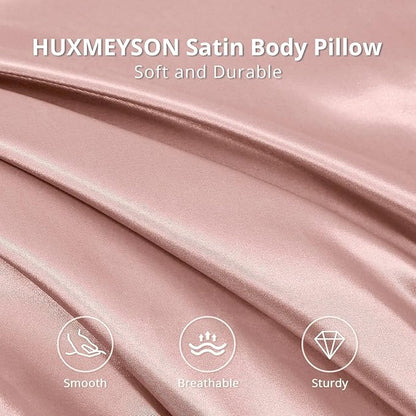 HUXMEYSON Body Pillow with Satin Pillowcase, Body Pillow for Adults, Removable Cover, Pink (20"x54")