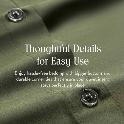 Brooklinen Luxury Sateen Duvet Cover - 100% Cotton, King/California King Size in Fresh Moss Green with Extra-Long Corner Ties and Button Closure - Best King/Cali King Duvet Covers