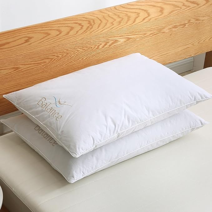 feather & loom Balance Bed Pillow, Memory Foam Core with Nano Feather Surround - Pack of 2 | Size: King