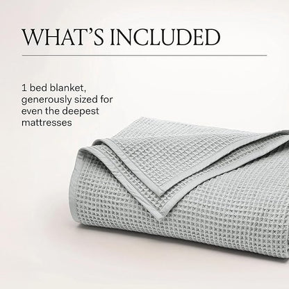 BOLL & BRANCH Waffle Bed Blanket - Twin/Twin XL, Juniper - Luxury 100% Organic Cotton - Soft, Lightweight and Breathable - Textured Waffle Weave