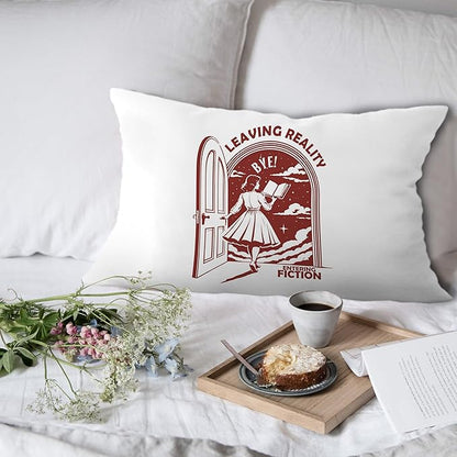 Funny Retro Woman Reader Pillow Covers 12x20, Reading Nook Corner Decor, Vintage Female Bookworm Bookish Decorative Lumbar Pillow Covers for Home Bedroom Library Reading Room