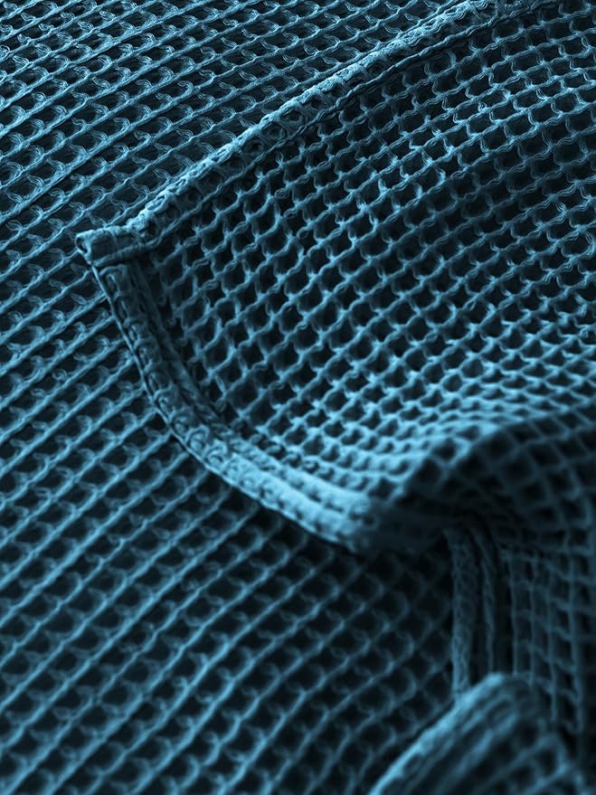 Premium Waffle Blanket Twin Size Blue - Luxury, Pure 100% Turkish Cotton, Light and Airy Waffle Weave All-Season Quilt - Luxury Decorative Bedspread (Indigo Blue, Twin 63" x 91" Inch)