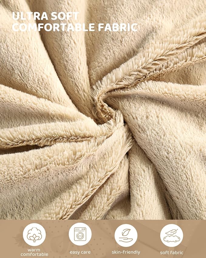 Heated Blanket Electric Blanket Twin Size, Faux Fur Heat Blanket, Super Soft Cozy Heating Blanket with 9 Heating Levels & 1-9 Hours Auto Off, Fast Heating & Overheat Protection, 62" x 84", Beige