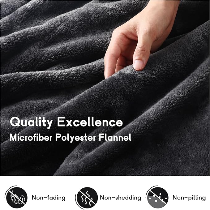 Heated Blanket Electric Throw 50''x60'', 3 Hour Auto Shut-Off 6 Heating Levels Small Warm Soft Flannel Electric Blanket Machine Washable - Dark Gray