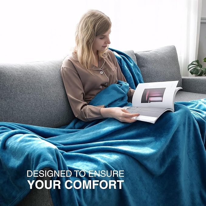 IR Imperial Rooms Fleece Blankets Queen Size 90x90 Inches- 8 Pack - Super Soft Fluffy Throw Blanket for Sofa and Bed - Warm and Cozy Lightweight 400 GSM Microfiber Bed Throws Blankets (Queen, Teal)