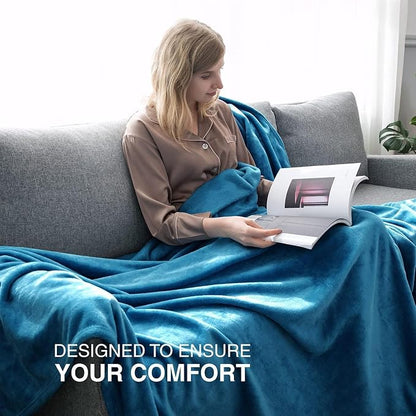 IR Imperial Rooms Fleece Blankets Queen Size 90x90 Inches- 8 Pack - Super Soft Fluffy Throw Blanket for Sofa and Bed - Warm and Cozy Lightweight 400 GSM Microfiber Bed Throws Blankets (Queen, Teal)