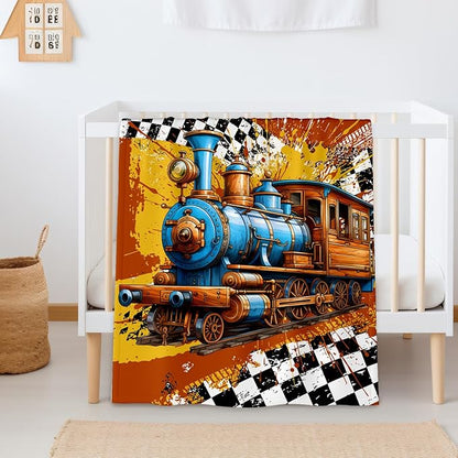 Blanket for Boys, Train Throw Blanket Gifts for Kids Boys Age 10-12, 50"x60" Cool Flannel Blankets Gift for Son Cars Lovers Lightweight Throws for Couch Sofa Bed Decor