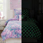 Kids Comforter Set Full Size for Girls, Glow in The Dark Mermaid Bedding Set 1 Comforter, 1 Decor Pillow, 2 Pillow Shams