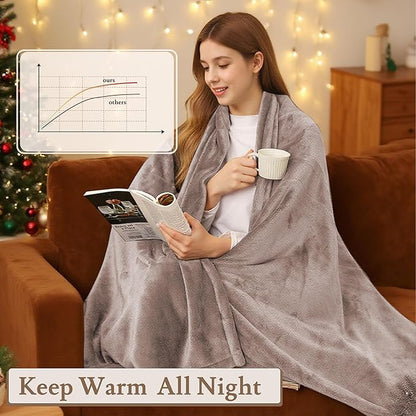Electric Heated Blanket 72"x84" Full Size - 4 Heat Levels, 10H Auto Shut Off, Ultra-Soft Flannel Fleece Heated Blanket with Overheat Protection, Fast Heating, Machine Washable - Brown