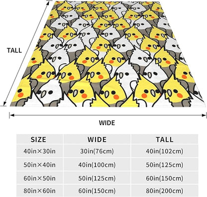 Too Many Cockatiel Blanket Flannel Fleece Throw Blanket Durable Couch Blankets Home Decor for Bed and Sofa Super Soft Warm Blankets for All Season 60x50 inch