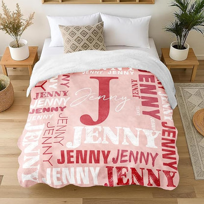 Personalized Blankets for Teen Boys Girls - Printed in USA Custom Blanket with Kid Names Reversible Plush Ultra-Soft Sherpa Fleece Monogrammed Baby Throw Blankets Customized Birthday Gifts for Adults