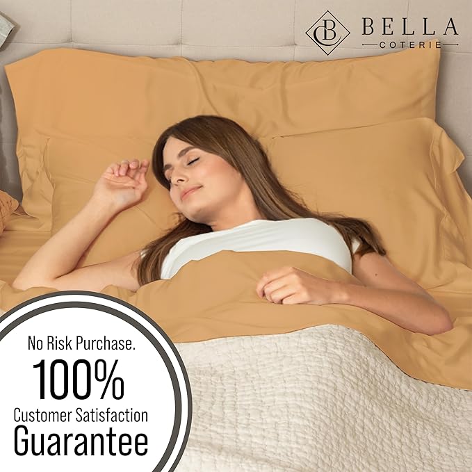 Bella Coterie | Luxury Bamboo Viscose King Size Pillowcase Set | 100% Organically Grown | Ultra Soft | Cooling | 2 Pcs [Marigold]