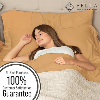 Bella Coterie | Luxury Bamboo Viscose Queen Size Pillowcase Set | 100% Organically Grown | Ultra Soft | Cooling | 2 Pcs [Marigold]