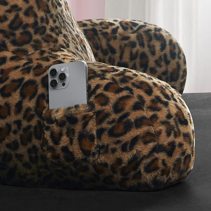 Juicy Couture Faux Fur Leopard Backrest Pillow - 30"x17" Supportive Bed Rest Pillow for Reading, Gaming, or Relaxing