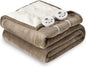 Heat Blanket 90”x100” King Size-Dual Control,Soft Flannel & Sherpa Electric Blanket with 10 Heat Settings,12 Timer Setting and 8 Hours Auto-Shut Off,ETL Certified Machine Washable,Light Brown