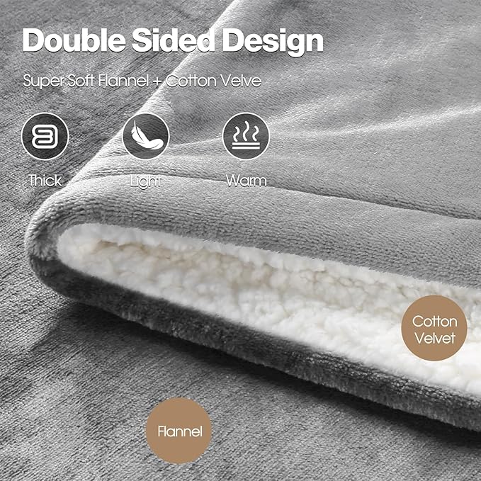 Heated Blanket Electric Queen Size 84"X90",Electric Blanket with 6 Heat Settings & 1-10 Hours Time Settings Auto-Off,Machine Washable Heating Blanket for Home and Office (Gray)