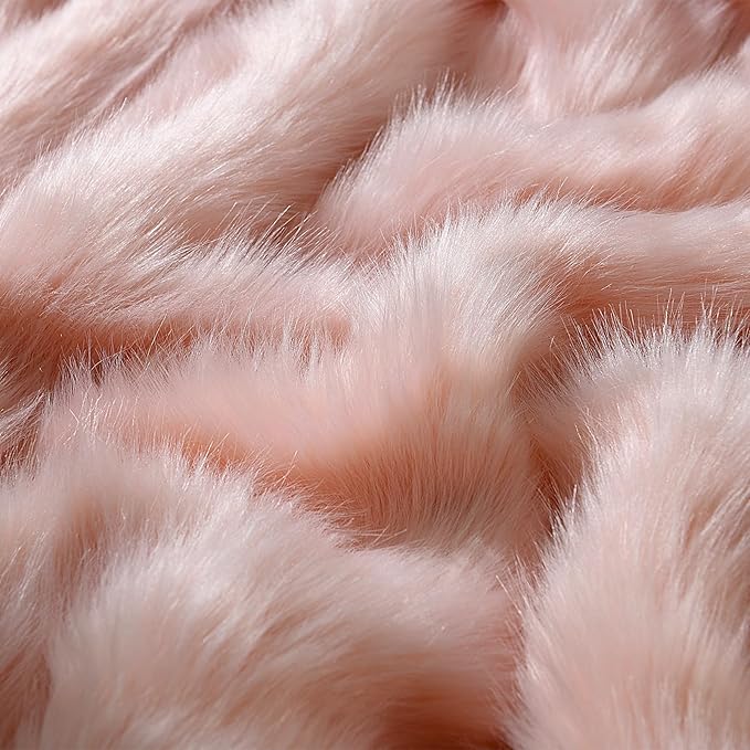 HORIMOTE HOME Pink Faux Fur Throw Blanket, Long Pile Light Pink Fur Blanket, Super Warm, Soft, Cozy, Fuzzy, Fluffy Throws for Couch Bed Sofa, Aesthetic Home Room Decor Throw, 60" x 80"