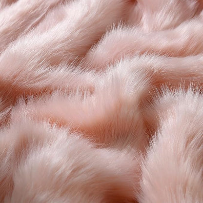 HORIMOTE HOME Pink Faux Fur Throw Blanket, Long Pile Light Pink Fur Blanket, Super Warm, Soft, Cozy, Fuzzy, Fluffy Throws for Couch Bed Sofa, Aesthetic Home Room Decor Throw, 60" x 80"