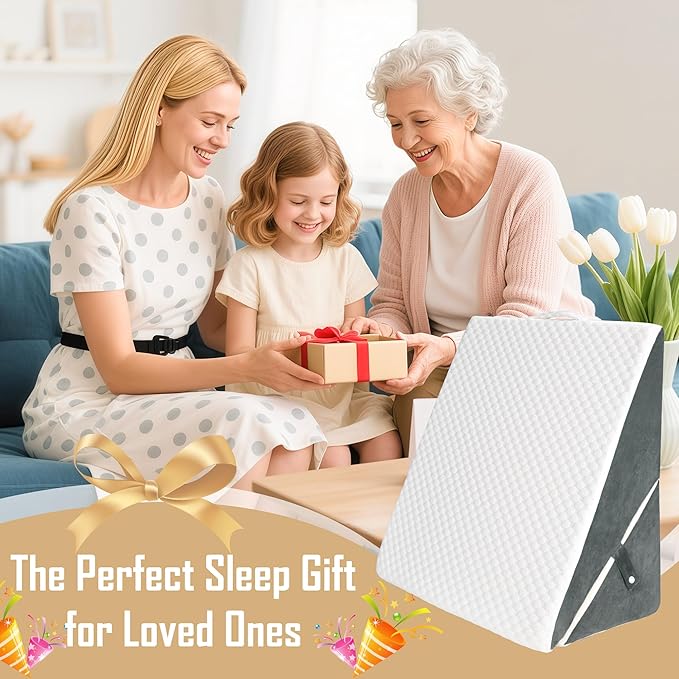 Bed Wedge Pillow for Sleeping, Adjustable Wedge Pillow Set for After Surgery, Elevated Triangle Pillow for Acid Reflux and Back Pain Relief, Post Surgery, Snoring, Back Suppor (White/Gray-01)