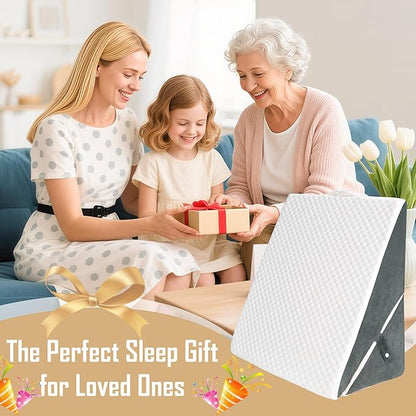 Bed Wedge Pillow for Sleeping, Adjustable Wedge Pillow Set for After Surgery, Elevated Triangle Pillow for Acid Reflux and Back Pain Relief, Post Surgery, Snoring, Back Suppor (White/Gray-01)
