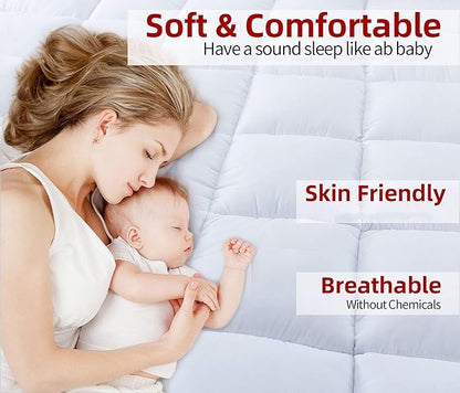 Mattress Topper Queen Size 2 inch Thick Down Alternative Quilted Mattress Cover Soft and Warm Mattress Pad for All Seasons