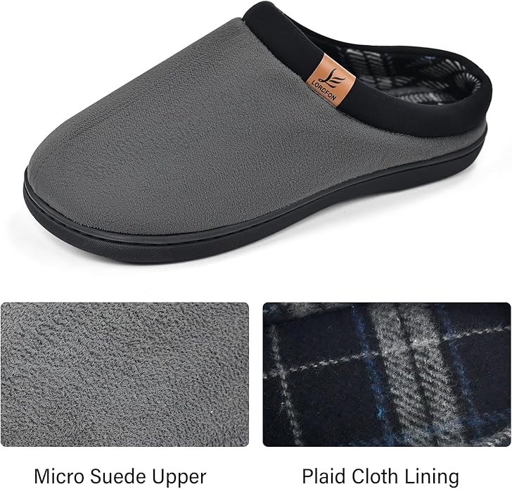 Memory Foam Mens Slippers Slip-On Comfy House Slippers for Men Indoor Outdoor Non-Slip Warm Winter Men’s Bedroom Slippers Size