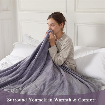 Heated Blanket Full Size, Super Soft Cozy Upgraded Flannel Electric Blanket with 6 Heating Levels & 1-10 Hours Auto Off, Heating Blanket for Whole Body, Overheat Protection, 72" x 84", Lavender