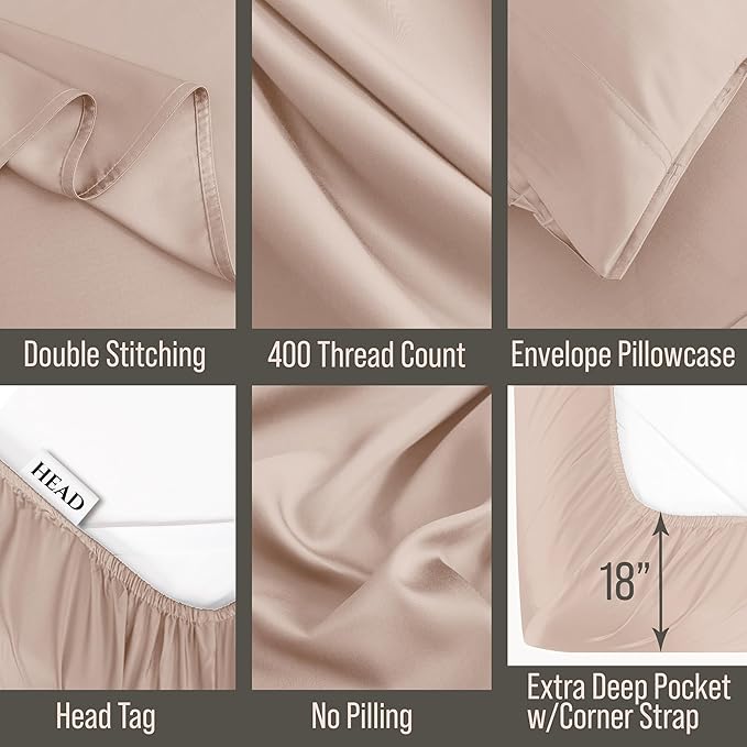 Bella Coterie Luxury Bamboo Viscose King Size Sheet Set | 100% Organically Grown | Ultra Soft | Cooling for Hot Sleepers | 18" Deep Pocket [Dusty Rose]