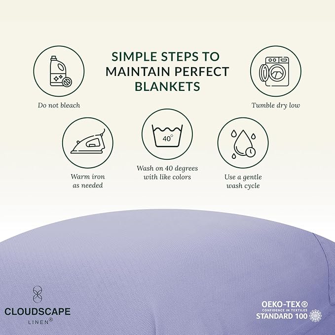 Cloud Scape Linen Herringbone Cotton Twin Blanket for Couch, Bed,Sofa, Home Decor, Soft, Weighted, All-Season, Winter Bed Blanket, Best Gift Idea, 68 x92, Lavender Blue